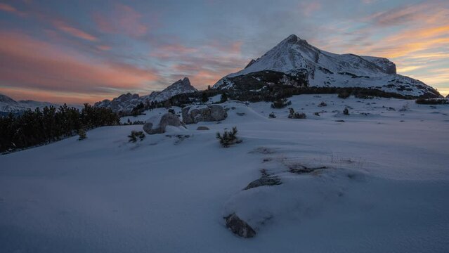 Dolomites time lapse at sunrise