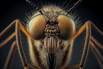 mosquito face micro photography illustration, generative AI