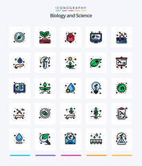 Creative Biology 25 Line FIlled icon pack Such As chemistry. energy. plant. efficient. desktop