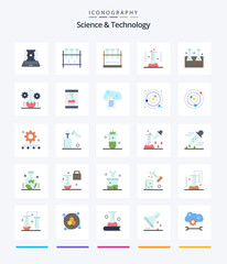 Creative Science And Technology 25 Flat icon pack  Such As online laboratory. lab app. lab glassware. technology lab. lab management