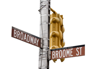 Broadway and Broome street signs in Manhattans Soho district.