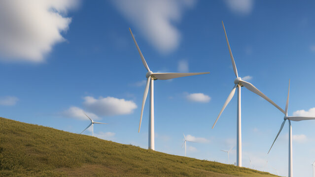 wind turbines in the environment, generator, renewable energy, Generative AI