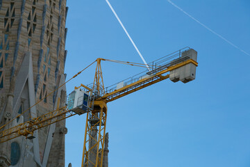 .Crane transporting parts in the construction of the Sagrada Familia in Barcelona