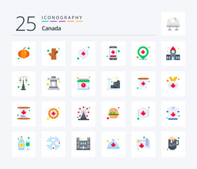 Canada 25 Flat Color icon pack including leaf. mobile. canada. leaf. canada