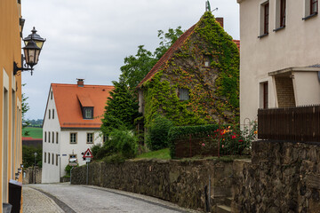 Streets of an old historical town of Stolpen. Saxony. Germany.