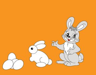 easter bunny with eggs, happy easter bunny,