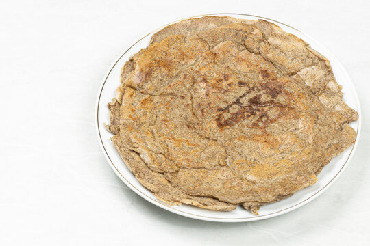 Whole wheat flour pancakes on the plate
