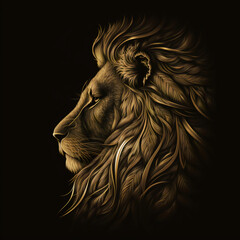 Lion head vector illustration for logo, design or tattoo. Generative AI.