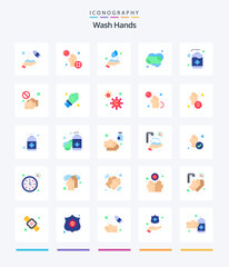 Fototapeta na wymiar Creative Wash Hands 25 Flat icon pack Such As hand soap. hand. hands. cleaning. medical