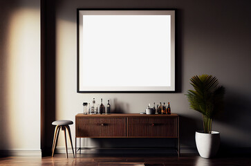 Mockup square frame living room room home interior elegant style. Generative AI