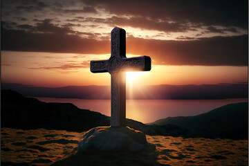 Cross, Christian symbol wallpaper, background. Generative AI.