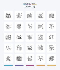 Creative Labour Day 25 OutLine icon pack  Such As wrench. repair. architecture. household. plan