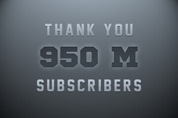 950 Million  subscribers celebration greeting banner with Metal Engriving Design