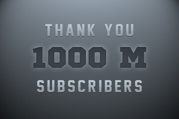 1000 Million subscribers celebration greeting banner with Metal Engriving Design