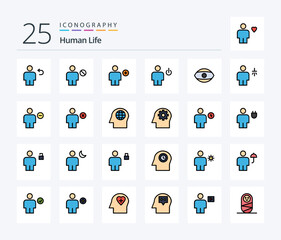 Human 25 Line Filled icon pack including energy. avatar. denied. new. body