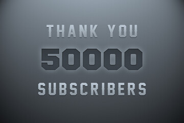 50000 subscribers celebration greeting banner with Metal Engriving Design