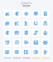 Creative Ramadan 25 Blue icon pack  Such As quran. book. lantern. ramadan. kareem