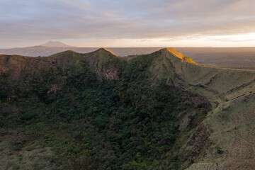 Big old green volcanic crater