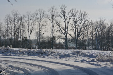 Route de campagne sous la neige