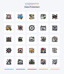 Creative Data Protection 25 Line FIlled icon pack  Such As security. eye. security. block. id