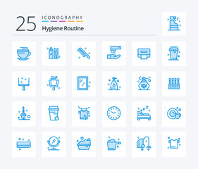Hygiene Routine 25 Blue Color icon pack including paper. cleaning. makeup. wash. clean