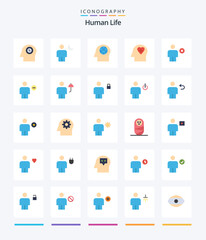 Creative Human 25 Flat icon pack  Such As human. body. face. avatar. head