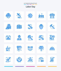 Creative Labor Day 25 Blue icon pack  Such As sign. equipment. tool. construction. teeth