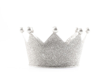 A Classic Silver Crown on a White Background