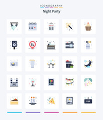 Creative Night Party 25 Flat icon pack  Such As night. music. night. microphone. party