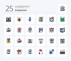 Employment 25 Line Filled icon pack including job ad. article. speech. ad. fashion