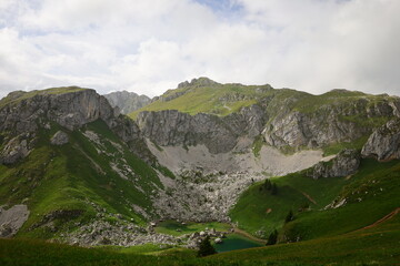 View from the Ch&acirc;teau d'Oche which is a mountain in the Chablais Alps in Haute-Savoie, France