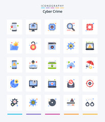Creative Cyber Crime 25 Flat icon pack  Such As saver. help. . . information