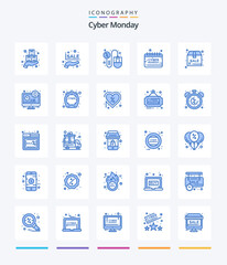 Creative Cyber Monday 25 Blue icon pack  Such As monday. cyber. promotion sale. calendar. mouse