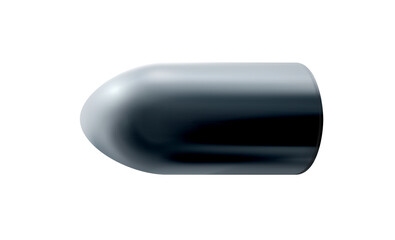 Isolated bullet shot, 3d realistic metal or silver, firing part of the cartridge, png