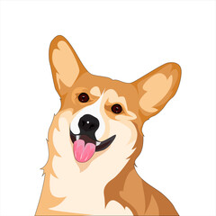 Cute dog cartoon sticks out its tongue