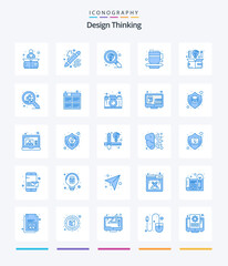 Creative Design Thinking 25 Blue icon pack  Such As design. computer. find. tea cup. coffee cup