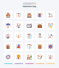 Creative Valentines Day 25 Flat icon pack  Such As air. life. cake. hearts. cards