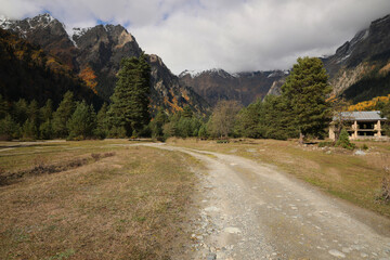Picturesque view of pathway in beautiful mountains