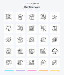 Creative User Experience 25 OutLine icon pack  Such As shape. startup. list. rocket. security