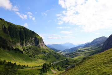 Obraz premium View from the Col de la Colombière which is a mountain pass in the Alps in the department of Haute-Savoie 