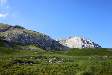 Fototapeta premium View from the Col de la Colombière which is a mountain pass in the Alps in the department of Haute-Savoie 