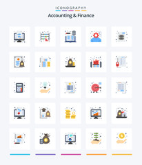 Creative Accounting And Finance 25 Flat icon pack  Such As audit. project. accounting. planning. book