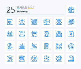 Halloween 25 Blue Color icon pack including old. halloween. grave. easter. halloween