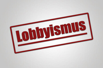 Das Wort Lobbyismus in roter Schrift, isoliert weißem Hintergund - obrazy, fototapety, plakaty