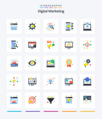 Creative Digital Marketing 25 Flat icon pack  Such As solution. idea. chart. bulb. teamwork