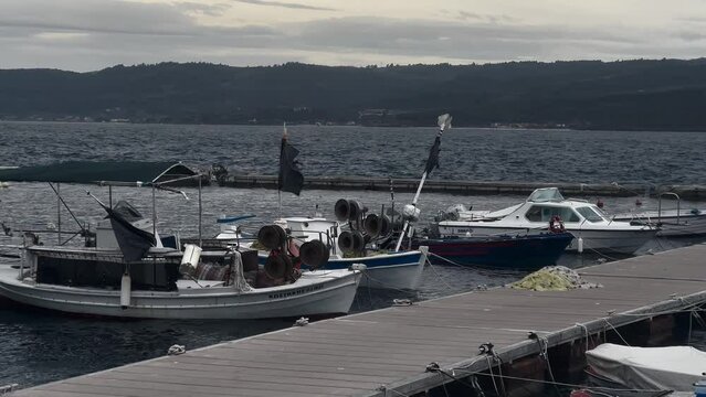 Fishing Boats Docked  In The Harbor, Scary Squeaking Sounds,  Dark Winter Day 1