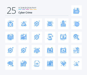 Cyber Crime 25 Blue Color icon pack including hacker. poison. error. death. security