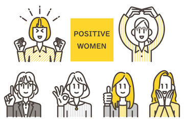 Avatar icon set of happy and smiling women [Vector illustration material].