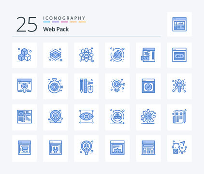 Web Pack 25 Blue Color icon pack including error error page. programming. web. coding. time