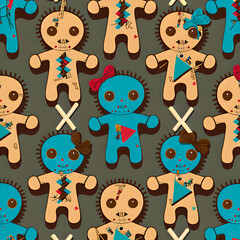 seamless pattern with voodoo dolls